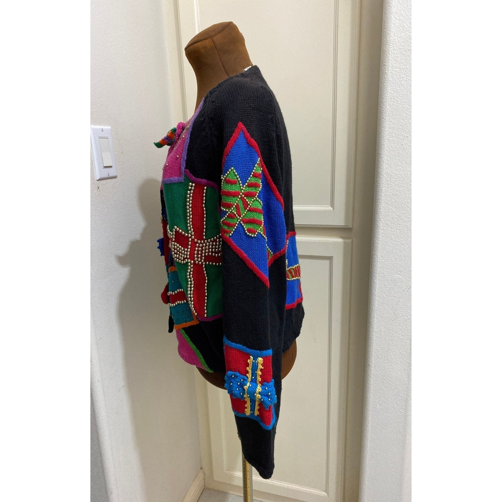Vintage (1996) Michael Simon Holiday Gifts Bows Collectible Sweater Jacket Size - Picture 3 of 6